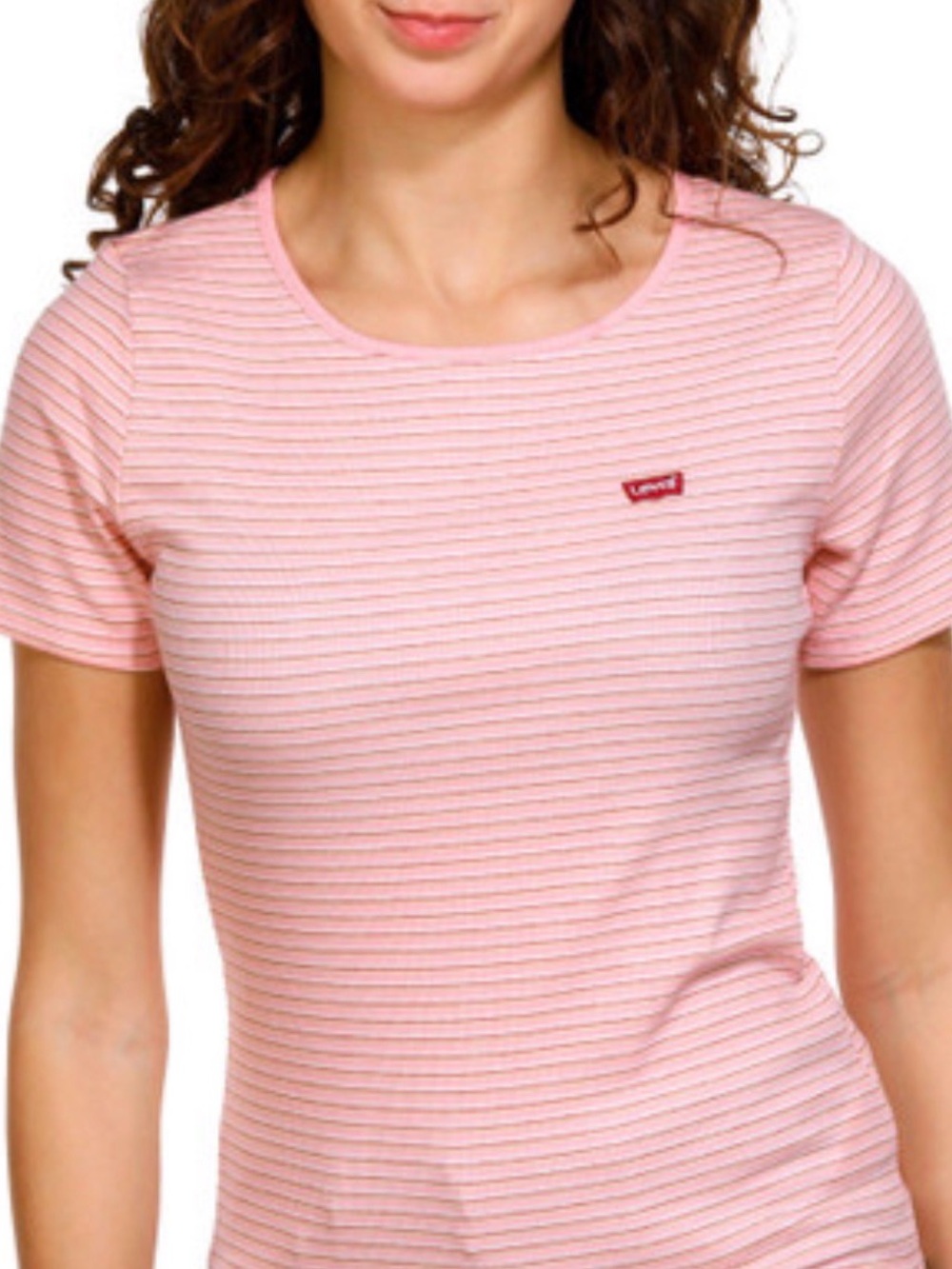 Levi's Pink Thin-Striped Ribbed Tee